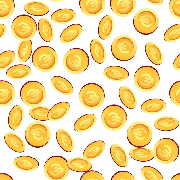 Vector image Pattern Many Gold Coins Euro Sign