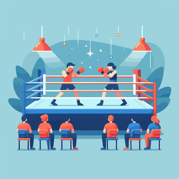 Vector vector image of people boxing in the ring