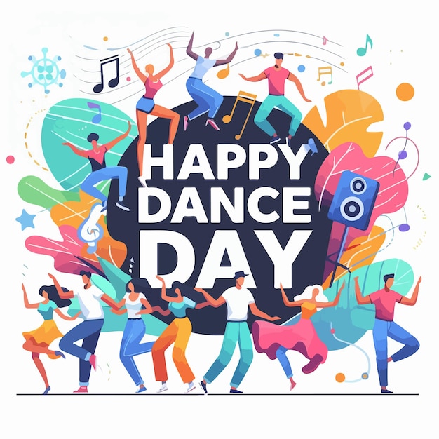 Vector image of people celebrating dance day