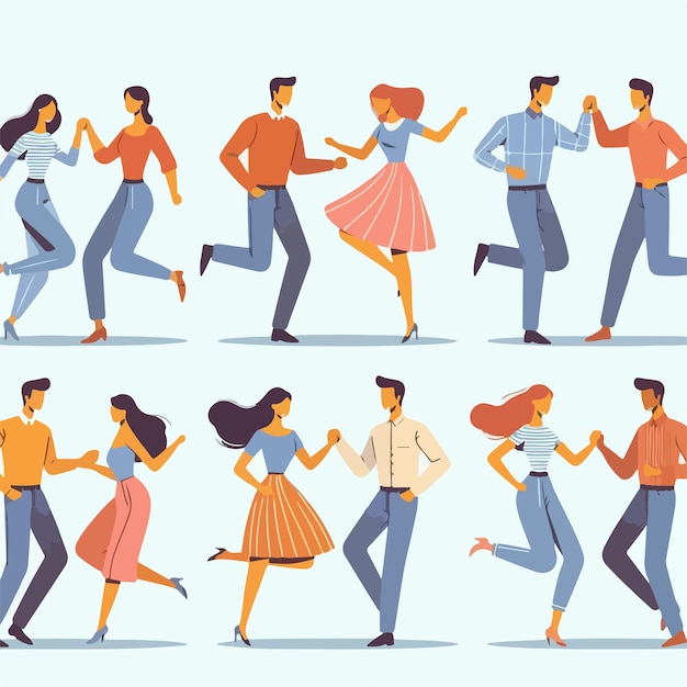 vector image of people dancing happily