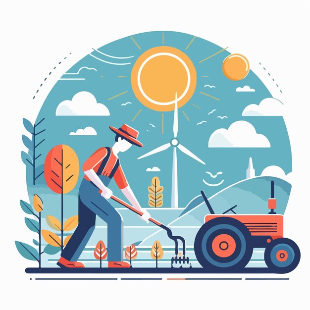 Vector vector image of people farming