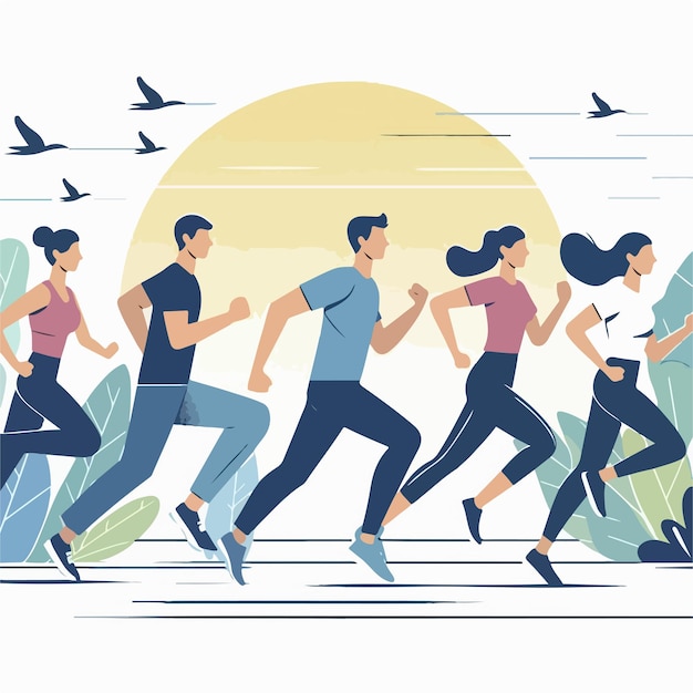 vector image of people running together