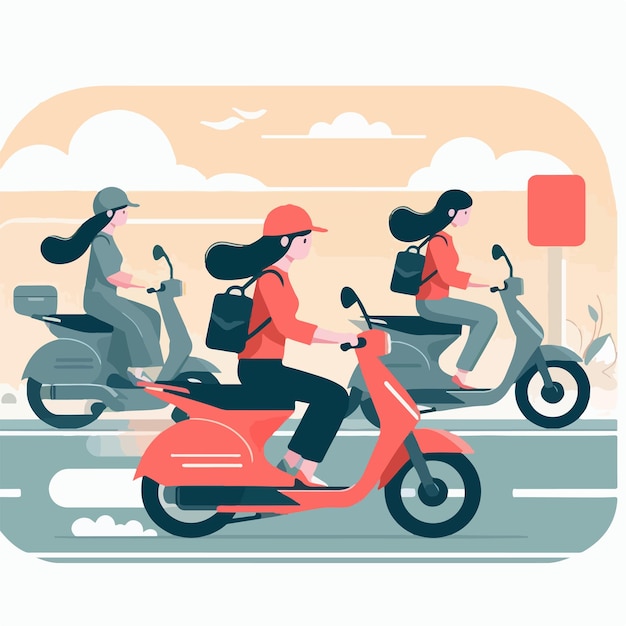 vector image of a person on a motorbike