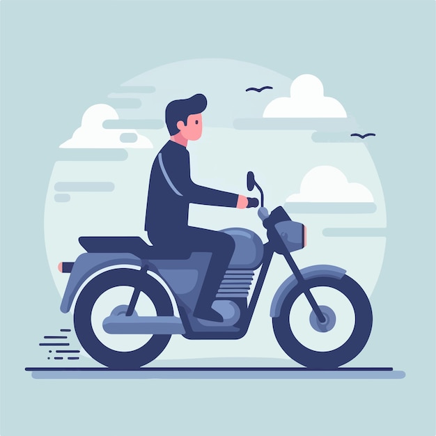 vector image of a person on a motorbike