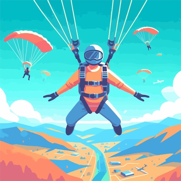 Vector vector image of a person parachuting