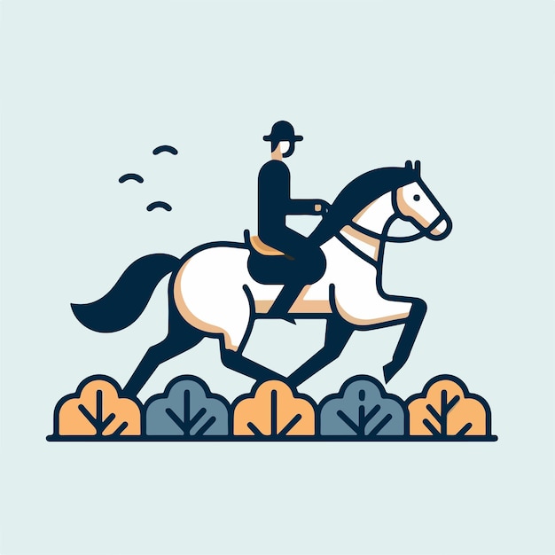 Vector vector image of a person riding a horse