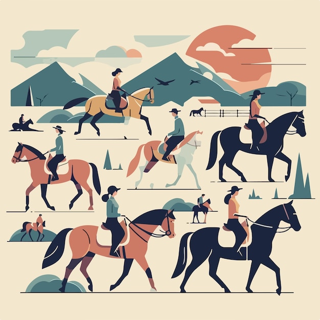 Vector vector image of a person riding a horse