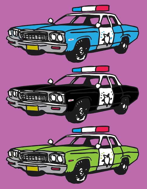 Vector image of a police car in cartoon style