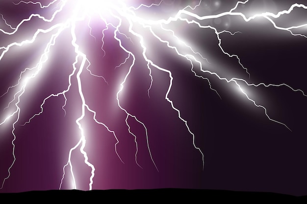 Vector image of realistic lightning Flash of thunder on a transparent background