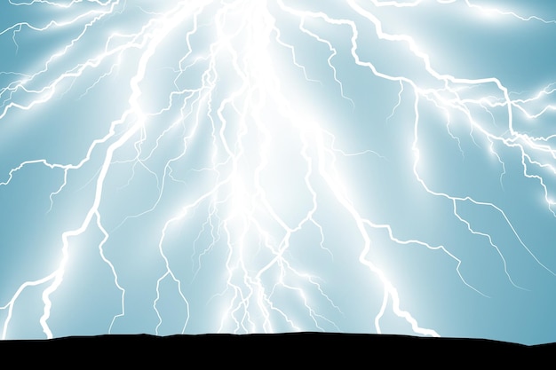 Vector image of realistic lightning. Flash of thunder