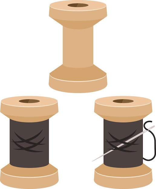 Vector Image Of A Reel With Black Thread Isolated On Transparent Background