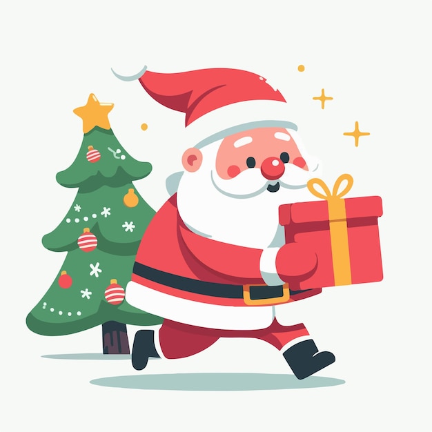 Vector vector image of santa claus carrying christmas gifts