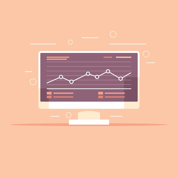 Vector Image Of A Screen With Financial Charts Isolated On Transparent Background