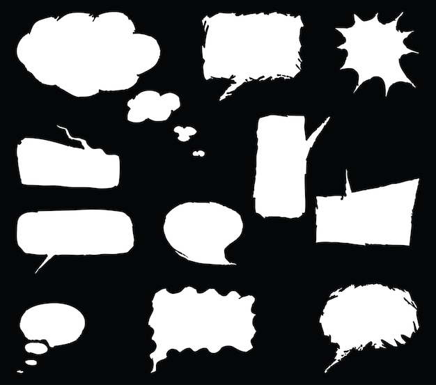 Vector image of set various drawn speech bubbles