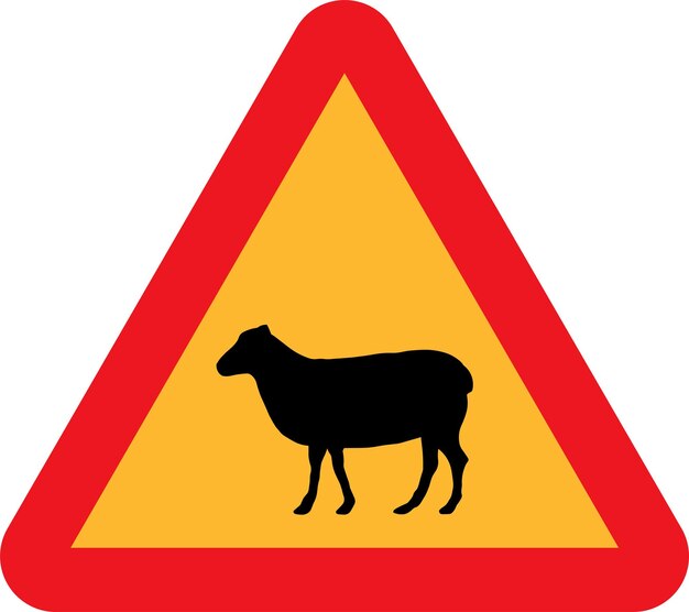 Vector Image Of Sheep Traffic Sign Warning Color Graphics Of International Road Sign