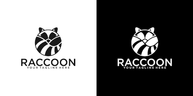 Vector image of silhouette of a raccoon for logo and business card design