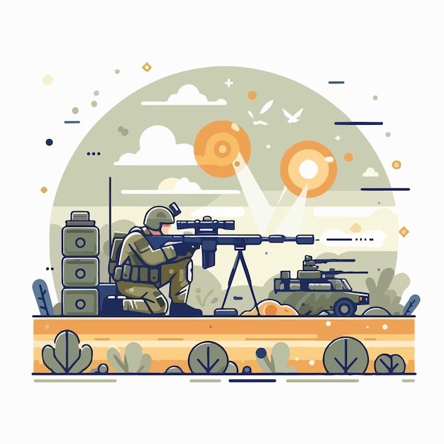 vector image of soldiers shooting