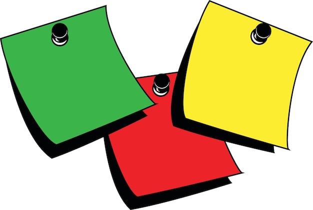 Vector Image Of Sticky Notes In Red Green And Yellow Color Isolated On Transparent Background