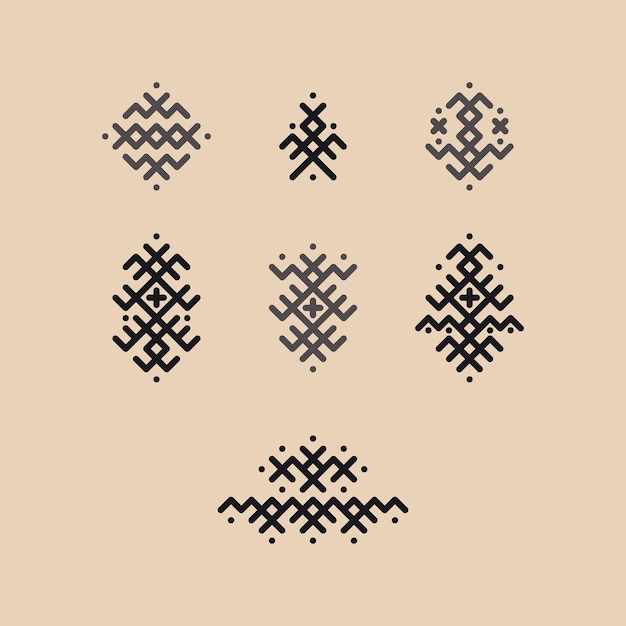 Vector image of traditional Berber tattoos. Sahara desert nomad ornament