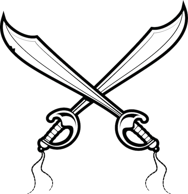 Vector Image Of Two Crossed Pirate Swords Isolated On Transparent Background