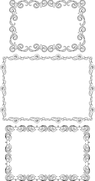 Vector image of various floral vintage frames