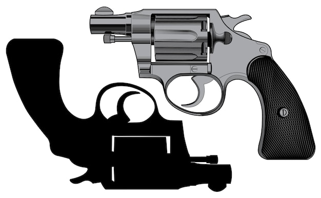 vector image of vintage revolvers made in toon style and antique engraving