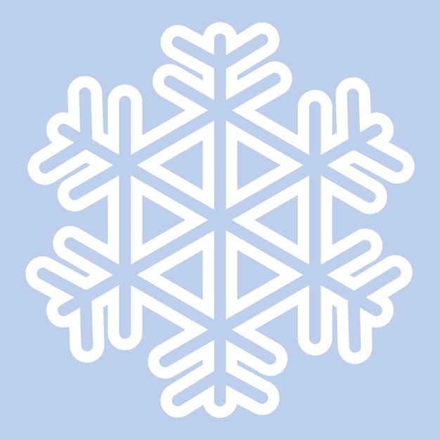 Vector image of a white snowflake. Simple doodle isolated on a blue background.