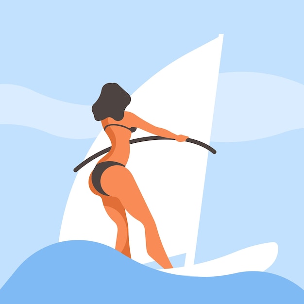 Vector Image Of A Woman Surfing Isolated On White Background