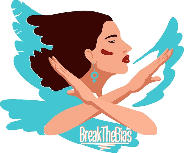 Vector image of a woman with crossed armsBreak the Bias