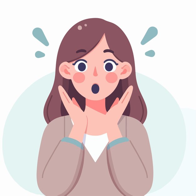 Vector vector image of woman with shocked expression