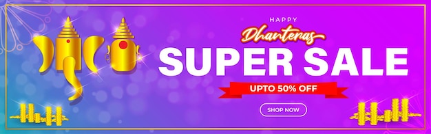 Vector Indian festival Dhantera offer Sale banner