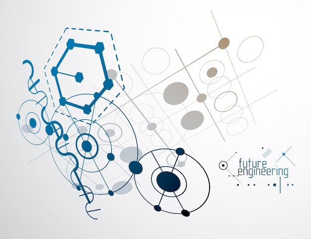 Vector vector industrial and engineering background, future technical plan. abstract blueprint of mechanism, mechanical scheme.