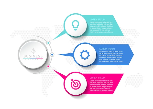 Vector infographic business presentation template connected with 3 options