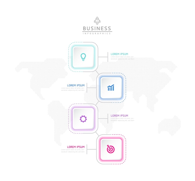 Vector infographic business presentation template connected with 4 options