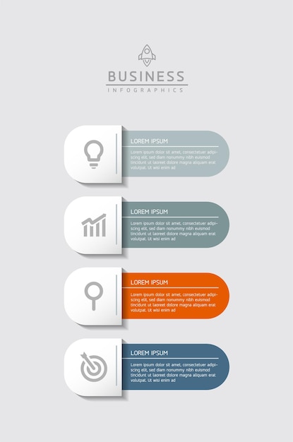 Vector infographic business presentation template connected with 4 options