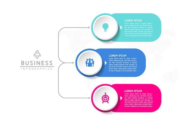 Vector infographic business presentation template with circular interconnection with 3 options