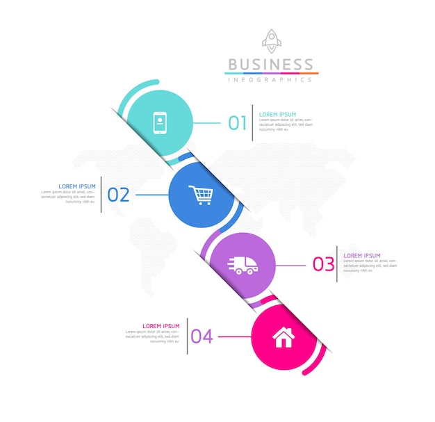 Vector infographic business presentation template with circular interconnection with 4 options