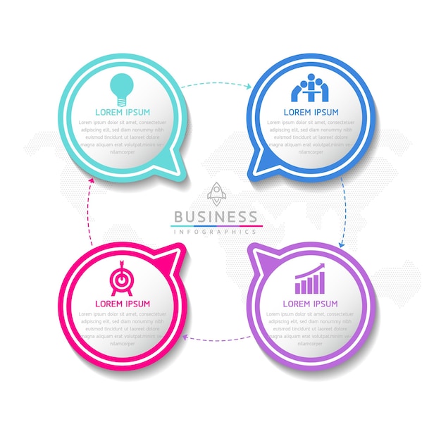 Vector infographic business presentation template with circular interconnection with 4 options