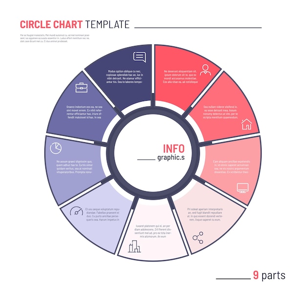 Vector infographic circle chart template Nine parts