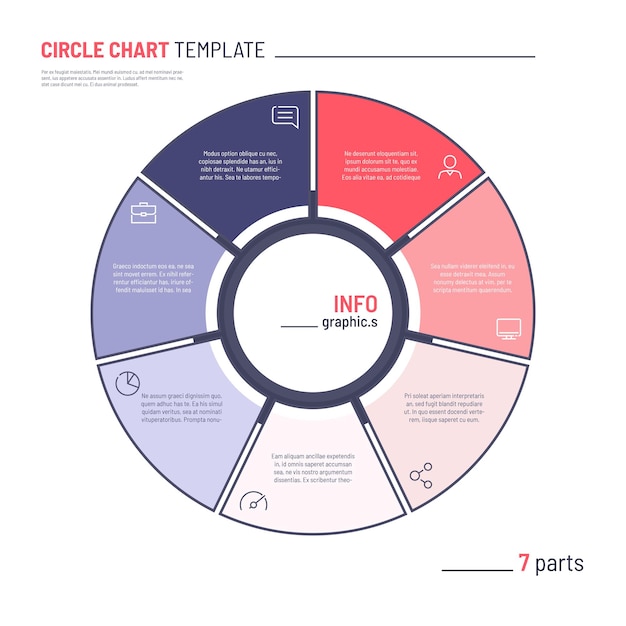 Vector infographic circle chart template Seven parts