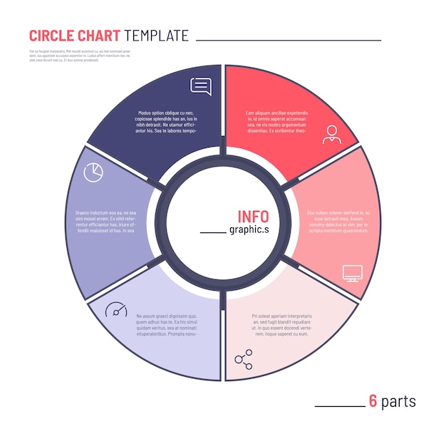 Vector infographic circle chart template Six parts