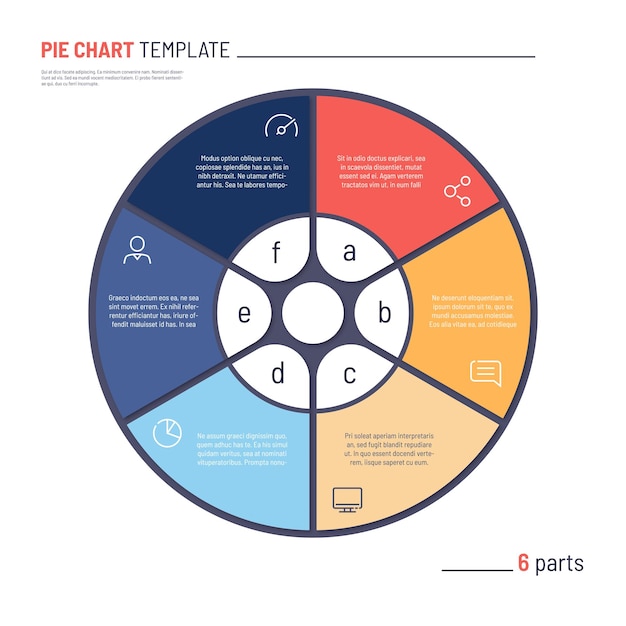 Vector infographic circle chart template Six parts