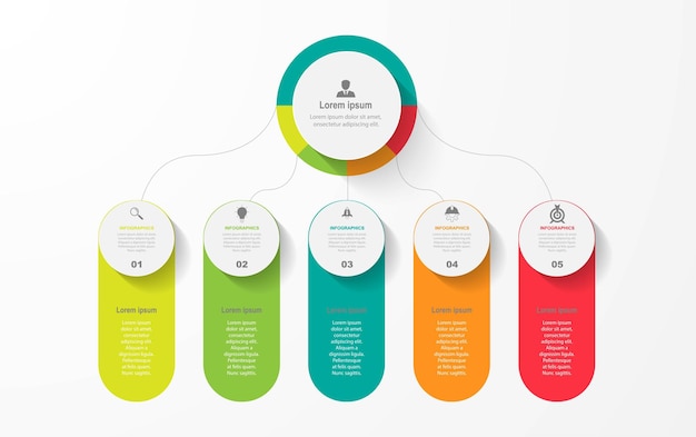 vector infographic circle design template with 5 option or steps.