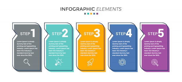 Vector Infographic design template with 5 options or steps.