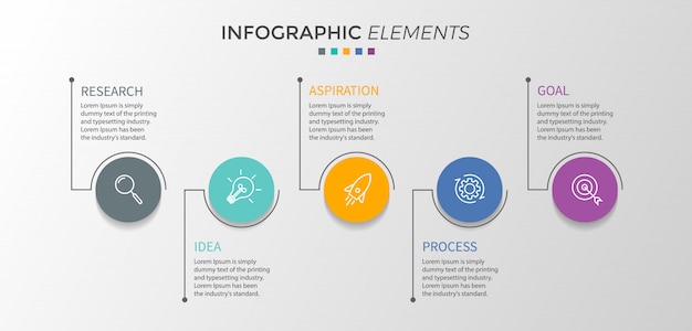 Vector Infographic design template with five options or steps.