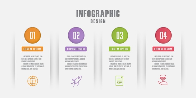 Vector infographic design template with icon 4 step Design element for presentation