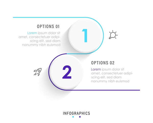 Vector Infographic label design template with icons and 2 options or steps. Can be used for process