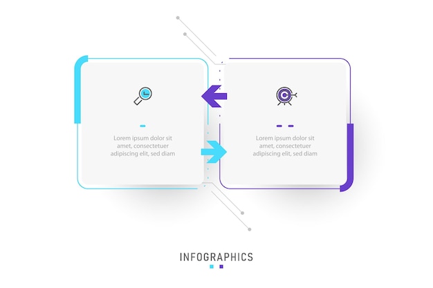 Vector Infographic label design template with icons and 2 options or steps