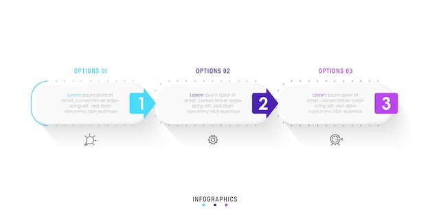 Vector Infographic label design template with icons and 3 options or steps. Can be used for process