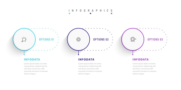 Vector Infographic label design template with icons and 3 options or steps